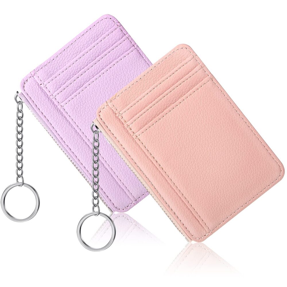 5613 2 Pcs Slim Minimalist Wallet Leather Front Pocket Wallets RFID